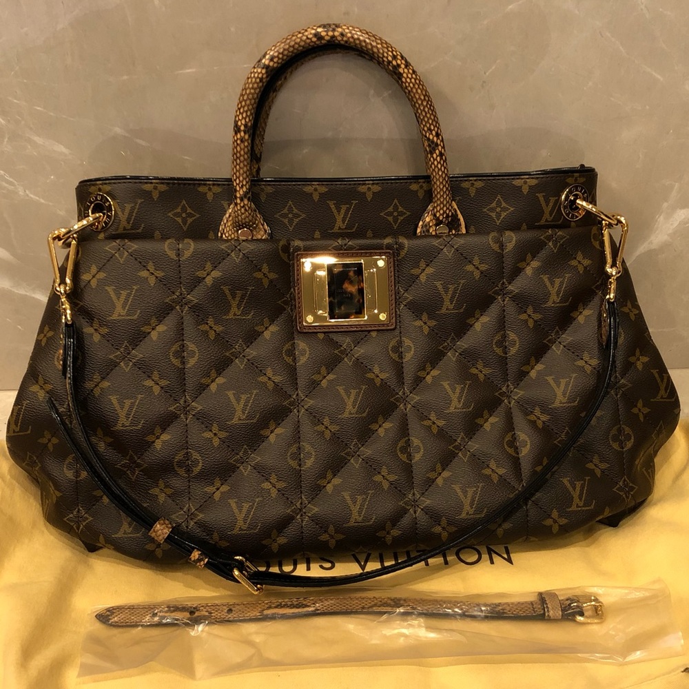Louis Vuitton Python & Ostrich Trimmed Tote GM